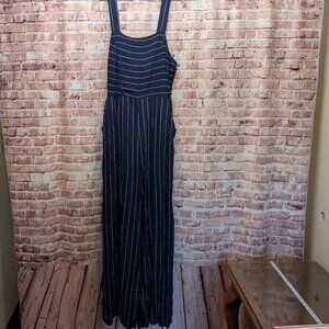 Cotton Candy LA Jumpsuit Stevie Navy Striped Apron Tie Back Size Large